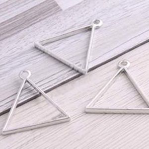 SILVER Triangle Open Bezel Alloy Pendant Zinc